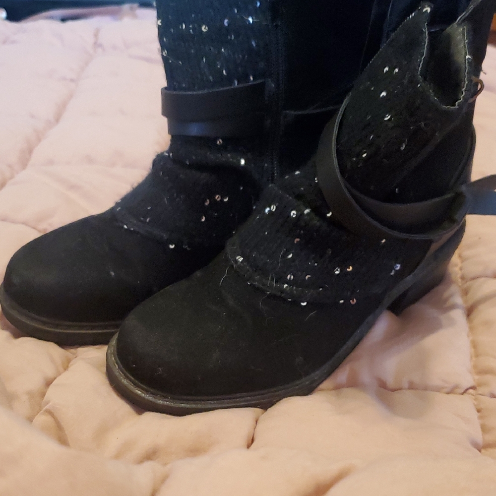 Muk Luks Black Combat Boots with Starry Accents